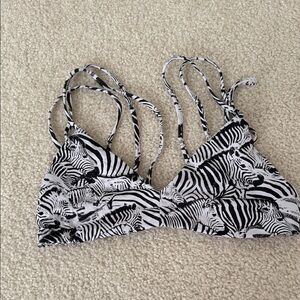 Boys + Arrows Black and White Zebra Bikini Top